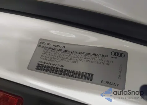 2017 Audi A4 2.0T Premium from USA, damaged, VIN WAUENAF41HN027744